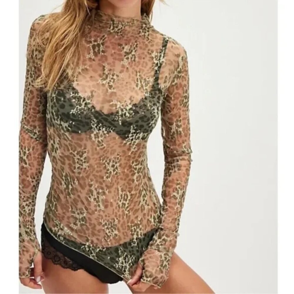 NWOT Free People Lady Lux Printed Layering Top